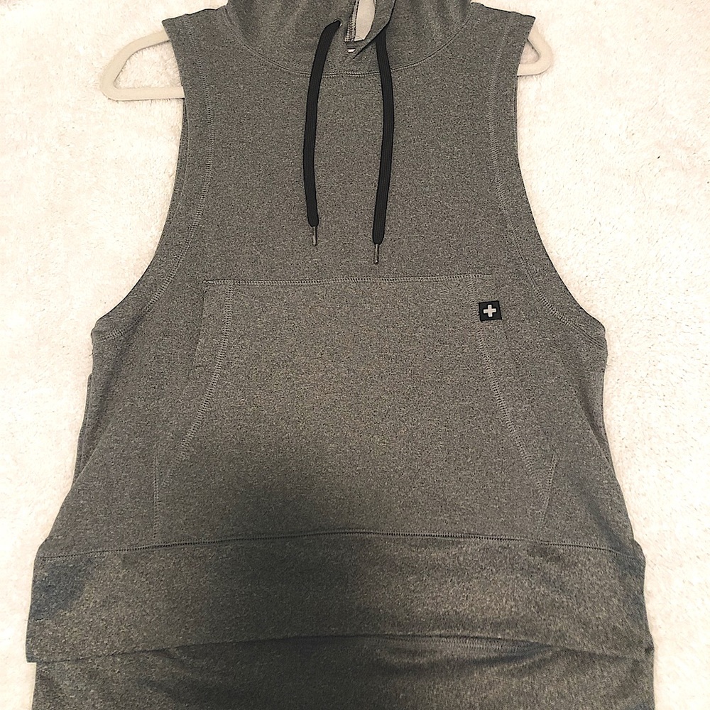 Gray Sleeveless Athletic Hoodie